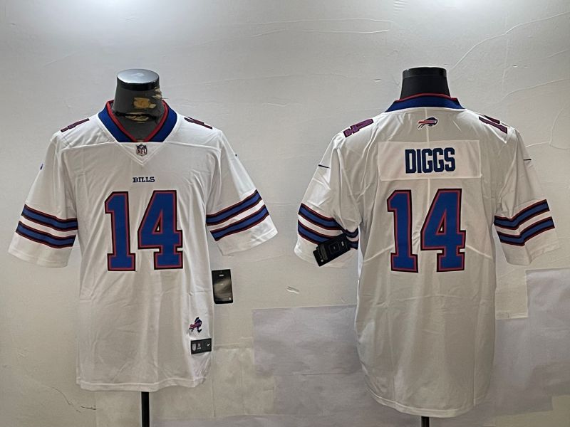 Men Buffalo Bills 14 Diggs White Second generation 2024 Nike Limited NFL Jersey style 2